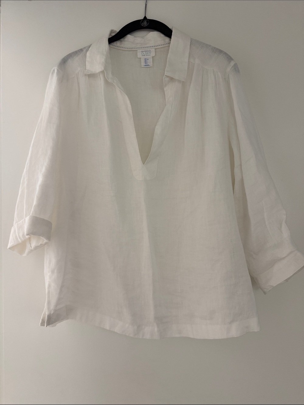 Sigrid Olsen White Linen V-Neck Popover Tunic - Picture 4 of 5